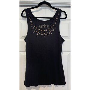 Greensource Womens Organic Black Studded Tank Top Size L Whimsigoth‎ Grunge Edgy
